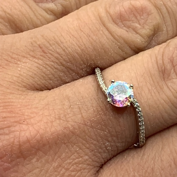 Fragrant Jewels Sterling Silver Ring w Aurora Borealas Crystal - Picture 13 of 13